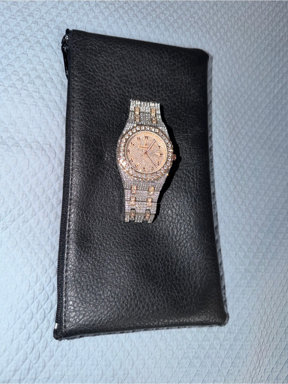 AP Vintage Royal Oak Arabic Dial Rose Gold Silver Lab Diamond Iced Out Watch